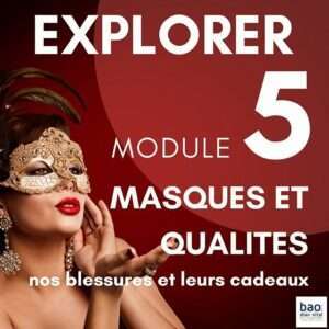 -- Comment reconnaître les masques que nous portons, issus de nos cultures, de notre éducation et de nos expériences antérieures? -- La théorie de l’attachement et l’impact parental. -- Quelles sont les « blessures » qui nous ont fait mal, comment avons-nous fait pour nous protéger et comment les transformer en forces en tant qu’adulte. -- Les notions d’estime de soi et de confiance en soi. -- Les positions existentielles. -- Comment donner sa place à la vitalité, la créativité et l’humour en chacun de nous? -- Qui est notre enfant intérieur et comment lui rendre sa place? -- Quels sont les pièges possibles en coaching et comment les prévenir?.